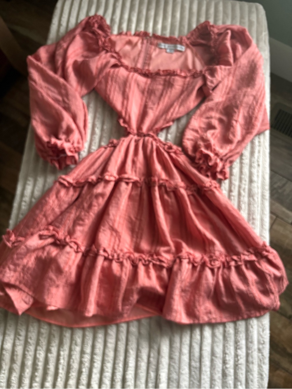 HYFVE Girls Coral Pink Ruffle Tiered Dress
